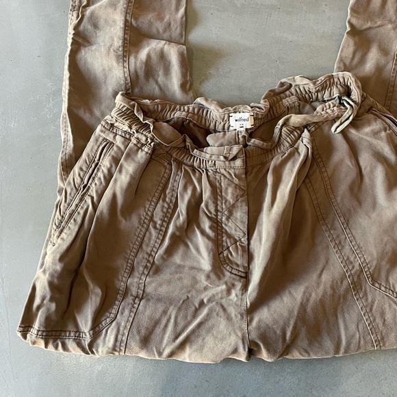 Aritzia Wilfred Flowy Khaki Trowser Pants - Picture 2 of 5